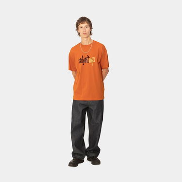 Tričko Carhartt WIP Brush Script Logo Graphic T-Shirt Oranžová | I033952_9, 1