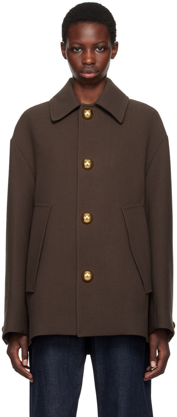Kabáty AMI Short Belted Coat Hnedá | FCO214.WV0051, 0