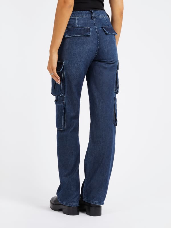 High Rise Cargo Denim Pant