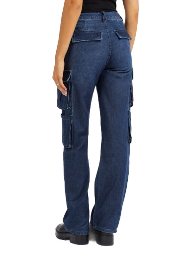 Cargo nohavice GUESS High Rise Cargo Denim Pant Navy | W4RA97D58L0