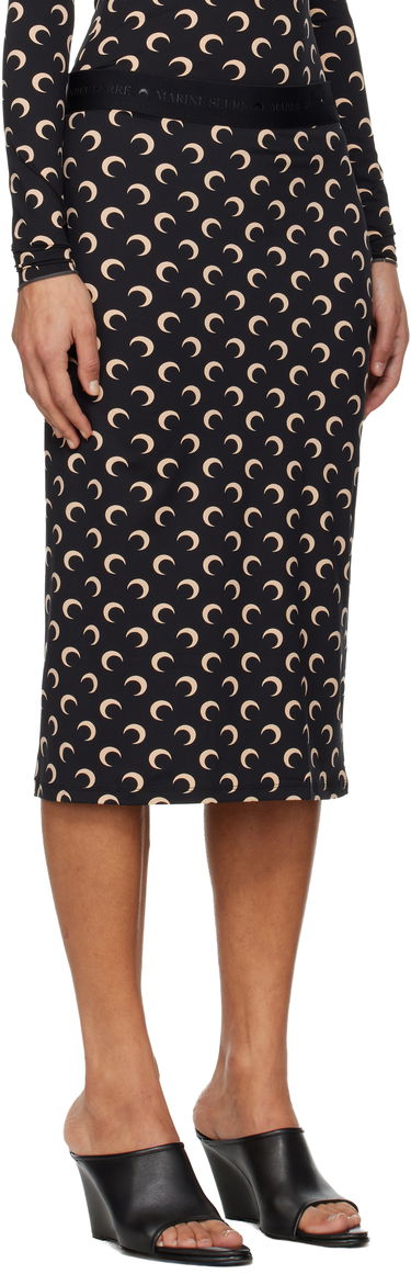 Sukňa Marine Serre Marine Serre Moon Printed Jersey Knee Length Midi Skirt Biela | WSK123ACJER0001, 4