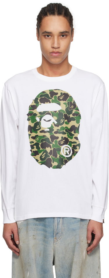 Tričko BAPE A Bathing Ape ABC Camo Big Ape Head Long Sleeve T-Shirt Biela | 001LTL301015M, 0
