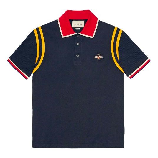 Polo tričko Gucci Bee Embroidered Polo Shirt Modrá | 500971-X9M37-4033