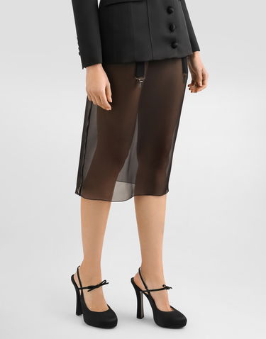 Sukňa Dolce & Gabbana Dolce & Gabbana Chiffon Voile Calf-Length Skirt Čierna | F4BBYTFUAA1N0000, 3