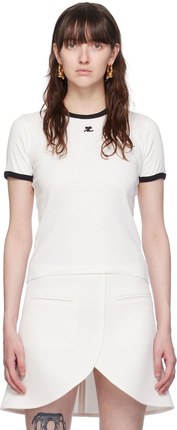 Tričko Courrèges Courrèges Signature Trim T-Shirt Biela | VESJTS017JS0070, 0