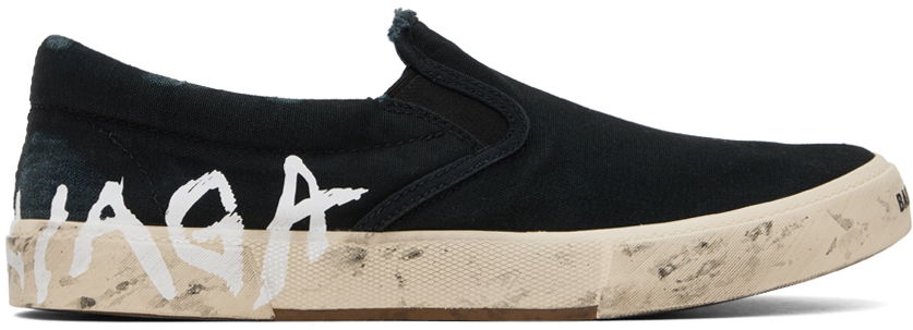 Tenisky a topánky Balenciaga Paris Graffiti Slip-On Sneakers Čierna | 710297-W3RR5-1099, 0