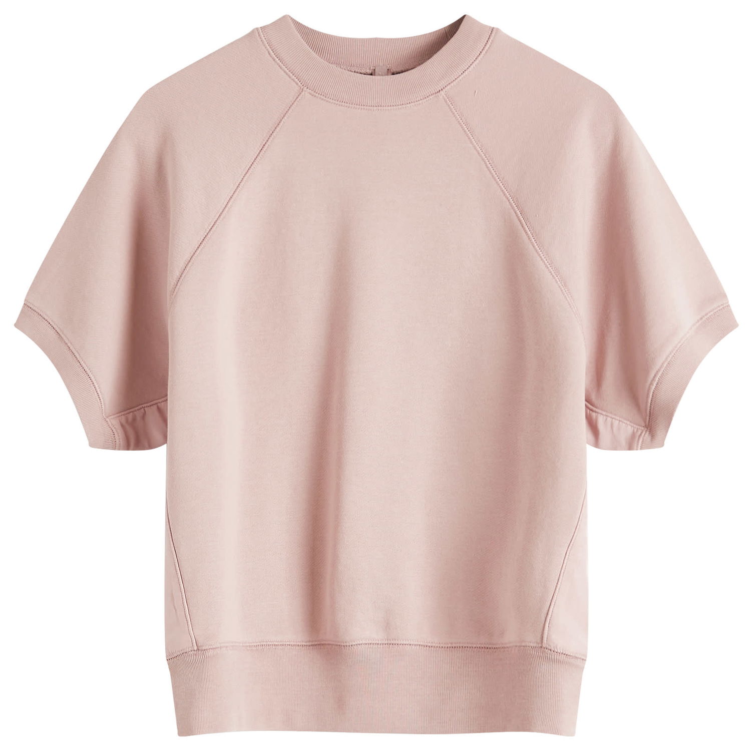 Sveter SKIMS SKIMS Raglan Short Sleeve Sweatshirt, Size Large Ružová | SS-STT-7770W-FAWN, 0