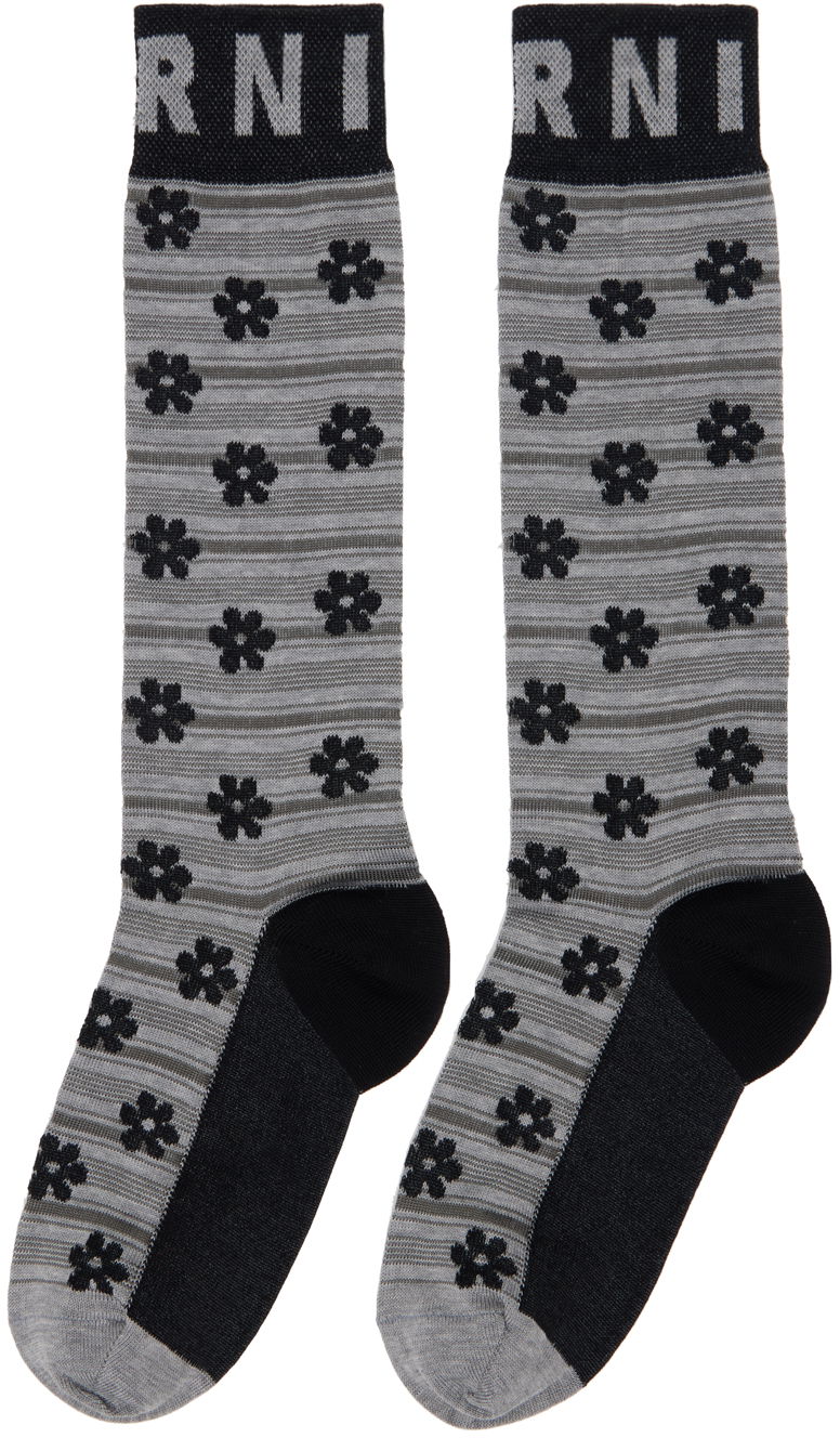 Ponožky Marni Flower Jacquard Socks Šedá | SKMC0196Q0UFC177FLN99, 1