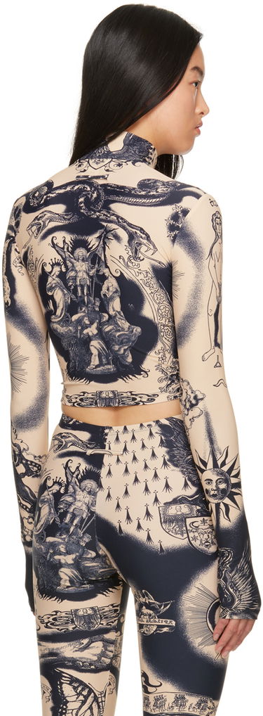 Súprava Jean Paul Gaultier Jean Paul Gaultier Graphic Print Mock Neck Long Sleeve Top Béžová | 23/15-F-TO123-J526-6359, 2