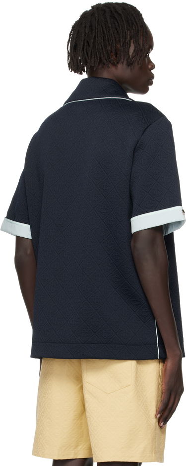 Košeľa Casablanca Casablanca Jacquard Short Sleeve Shirt Navy | MPF25-SH-190-01, 2