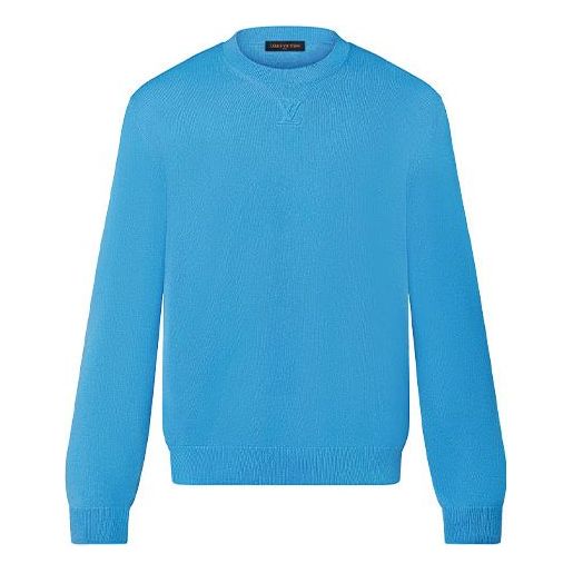 Sveter Louis Vuitton FW21 Embossed Logo Round Neck Sweater Modrá | 1A9FQ1