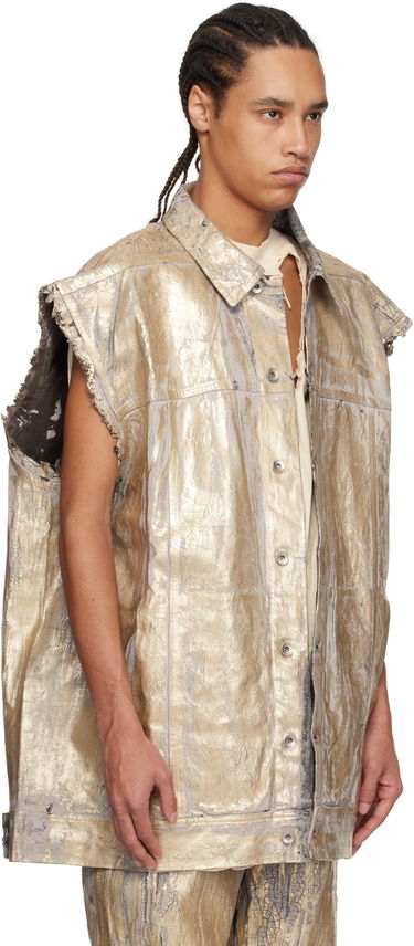 Vesta Rick Owens Rick Owens DRKSHDW Hollywood Jumbo Worker Sleeveless Denim Jacket Metalická | DU01E3762 GMC, 1