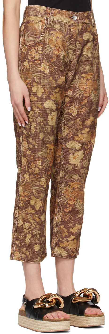 Nohavice YMC YMC Floral Print Straight-Leg Jeans Hnedá | Q4SAQ, 1