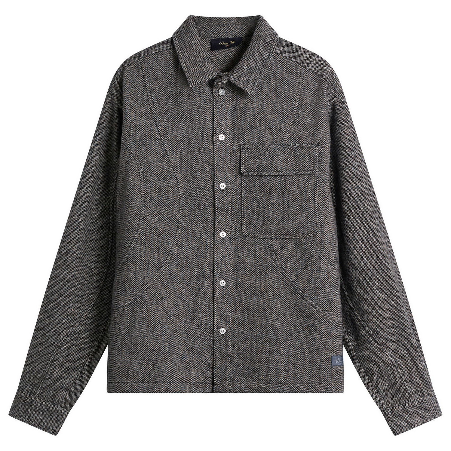 Košeľa Dime Wool Herringbone Button-Front Overshirt Šedá | DIMEHO259SIL, 0