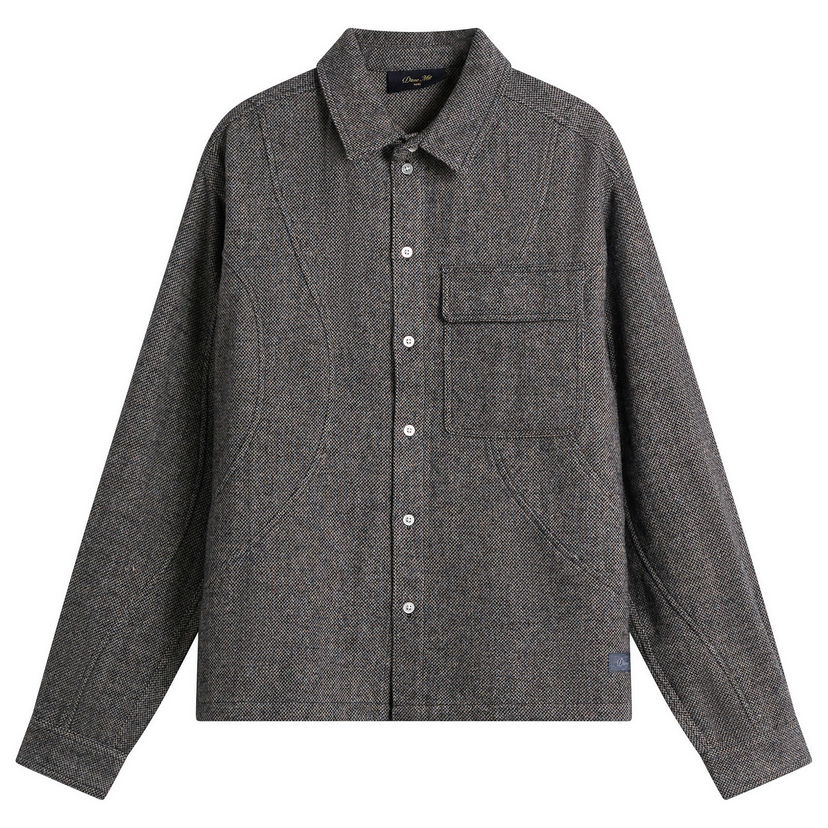 Košeľa Dime Wool Herringbone Button-Front Overshirt Šedá | DIMEHO259SIL