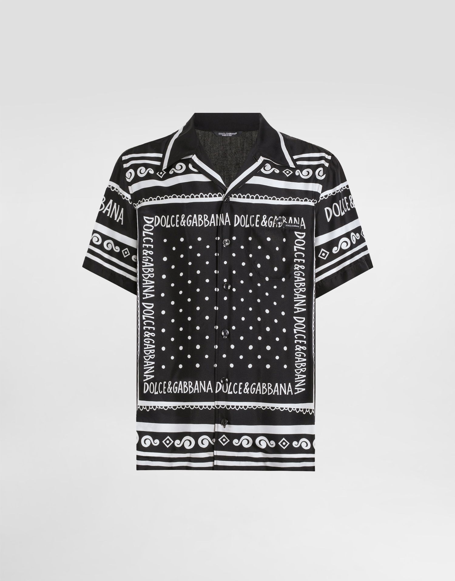 Košeľa Dolce & Gabbana Printed Silk & Denim Shirt Čierna | G5JH9DG8MT6S9001, 0
