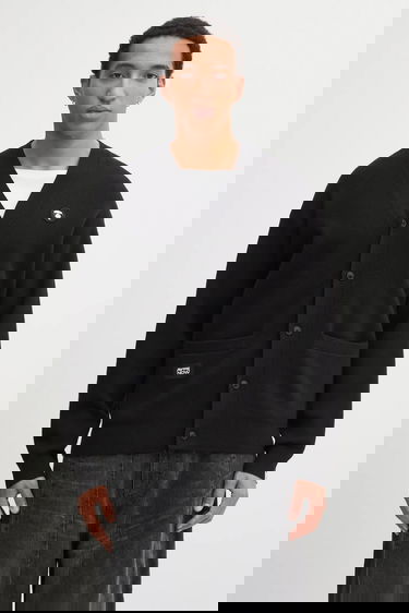 Sveter AAPE by A Bathing Ape AAPE Now V-Neck Button-Front Cardigan Čierna | AAPKNMC356XXP, 0