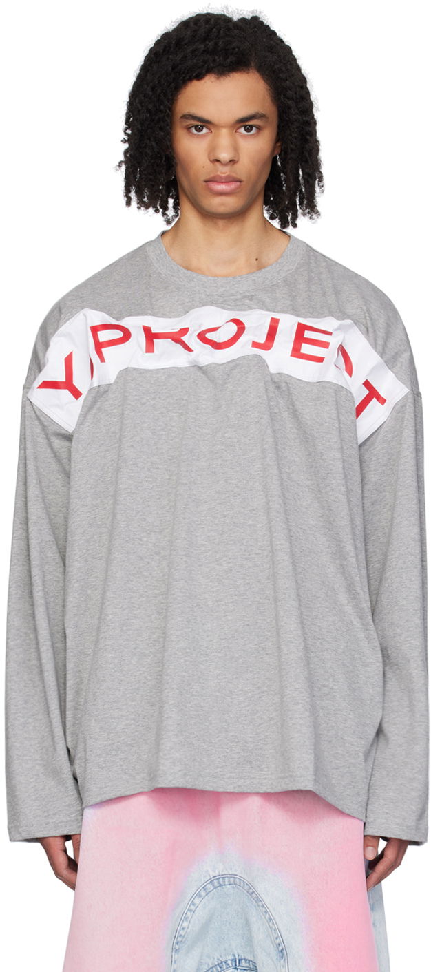 Tričko Y/PROJECT Draped Long Sleeve T-Shirt Šedá | 204TS011, 0