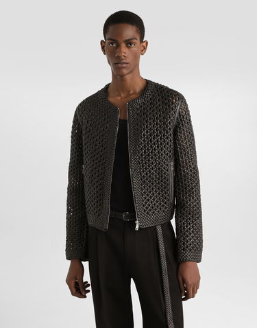Bunda Dolce & Gabbana Dolce & Gabbana Woven Nappa Leather Jacket Čierna | G9BGSLGJ159N0000, 3