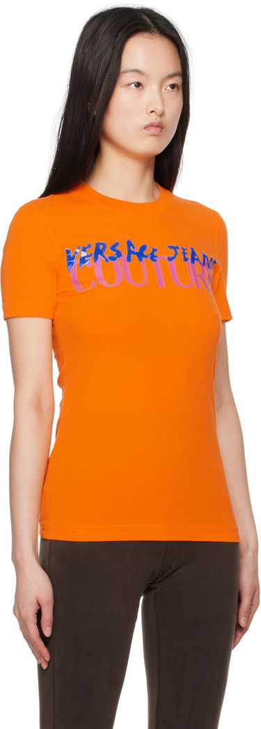 Tričko Versace Versace Jeans Couture Institutional Logo T-Shirt Hnedá | E78HAHE06_ECJ02E, 4