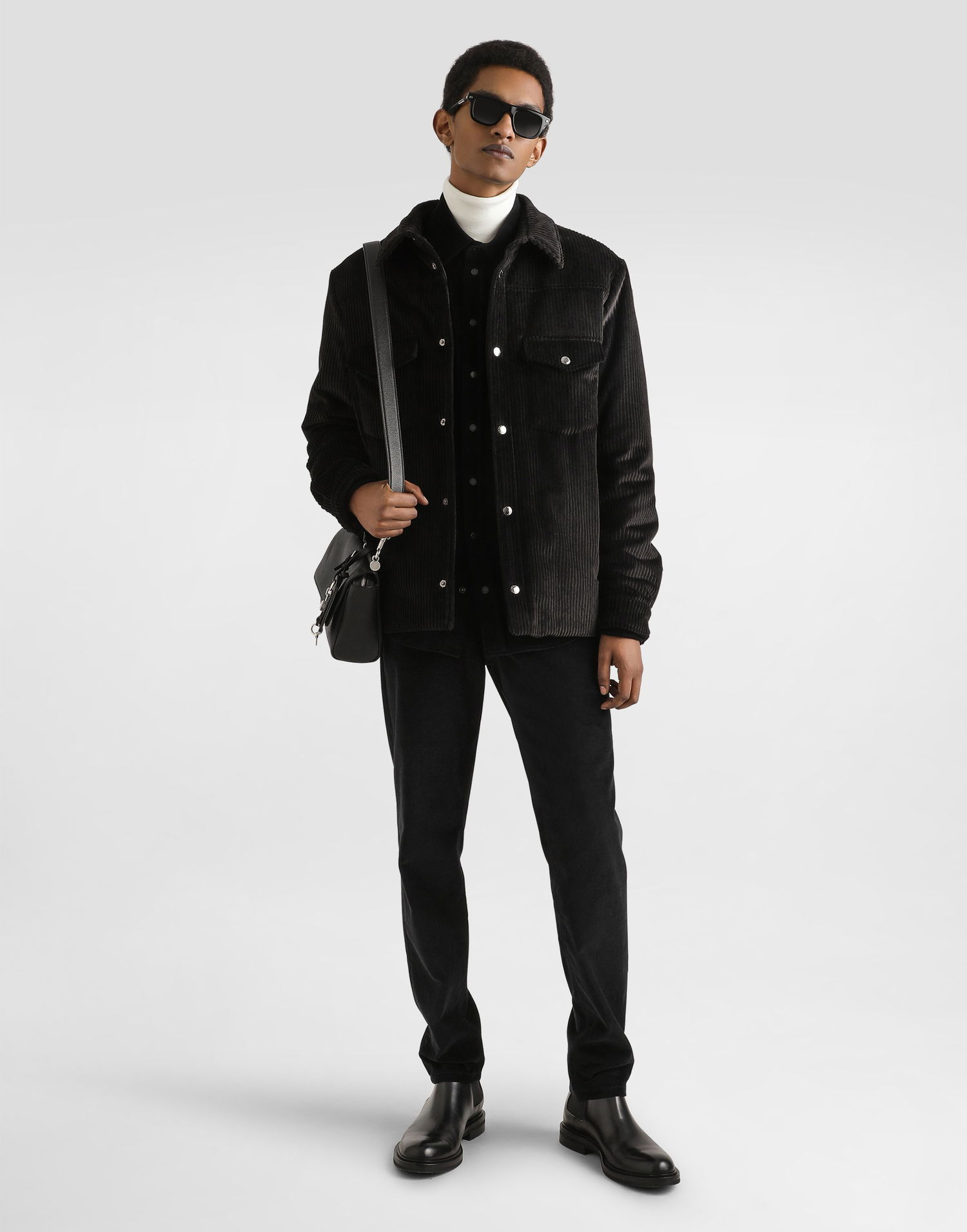 Bunda Dolce & Gabbana Dolce & Gabbana Padded Velvet Shirt Jacket Čierna | G9BRETFUVFEN0000, 1