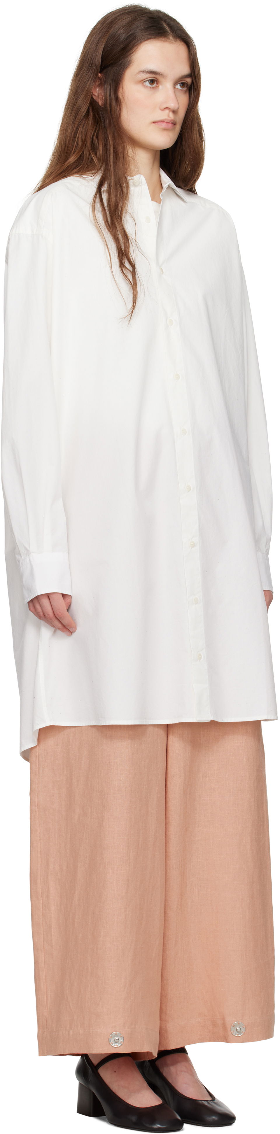 Košeľa Baserange Baserange Claude Shirt Midi Dress Biela | DROL-POU-SP25, 1