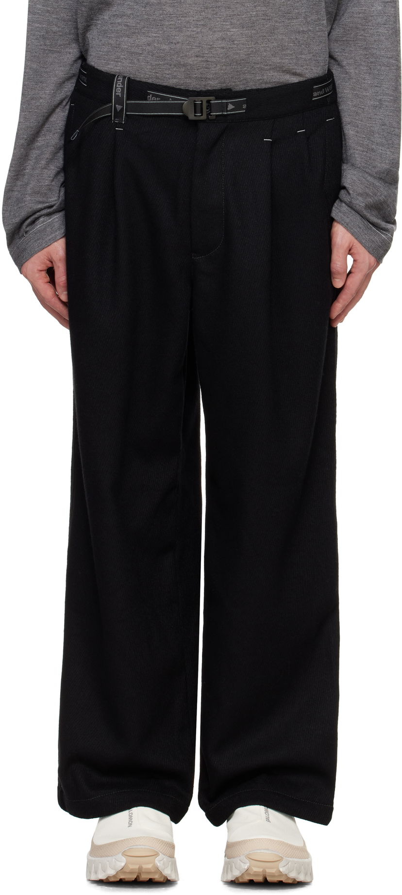 Nohavice and wander Rewool Tweed Wide Trousers Čierna | 5744282188