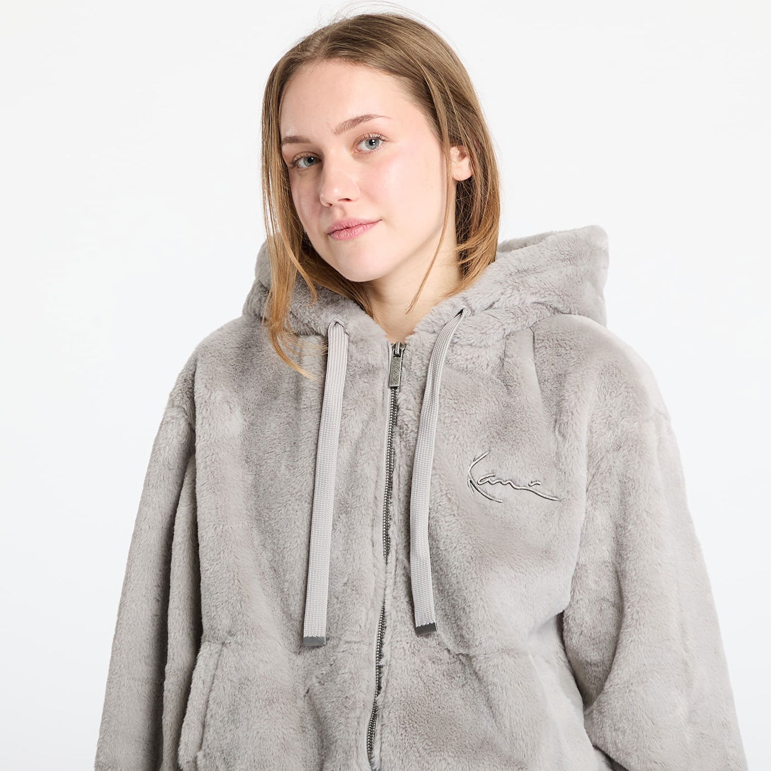 Mikina Karl Kani Karl Kani Metal Signature Vegan Fur Zip Hoodie Šedá | 61220046, 1