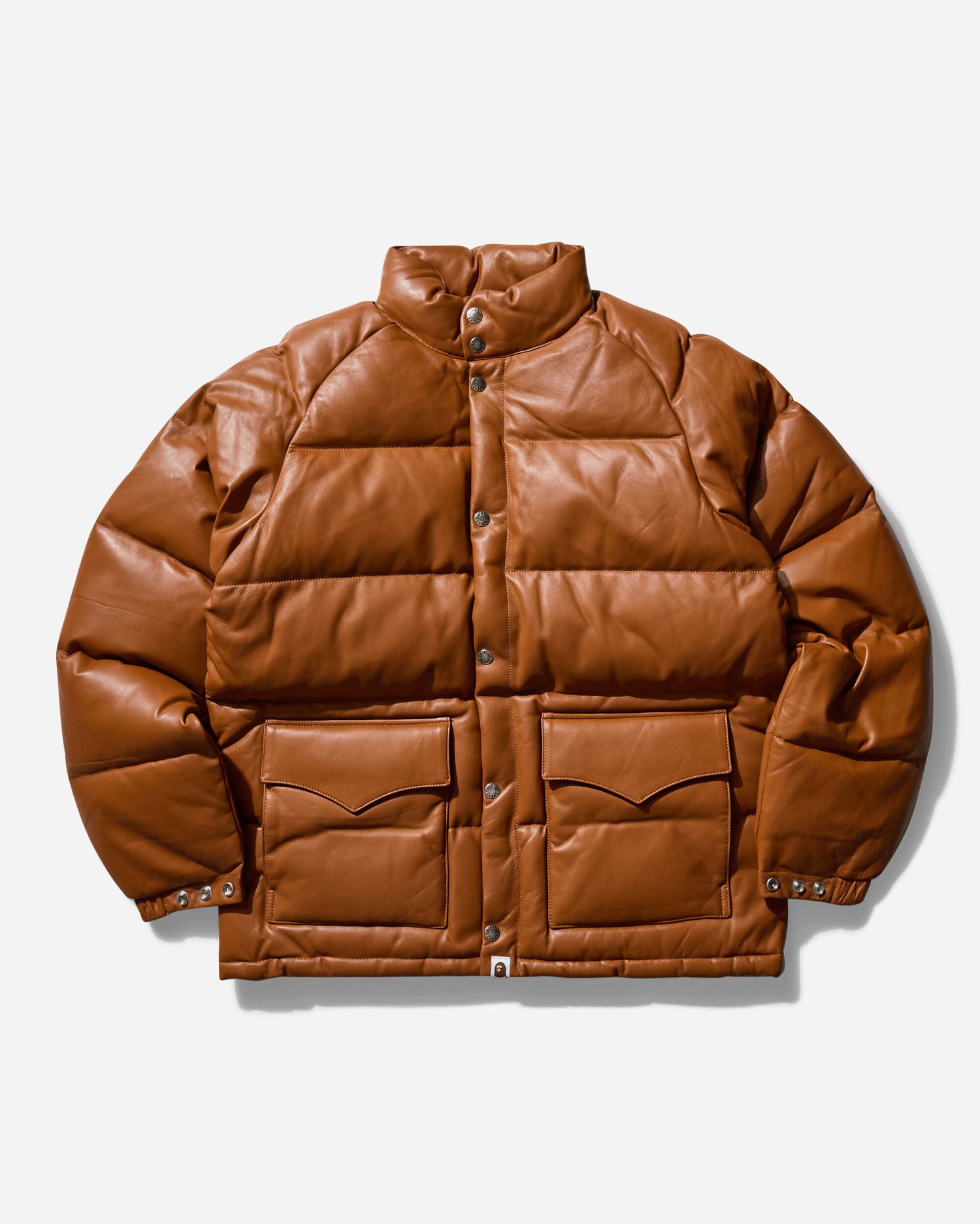 Prešívaná bunda BAPE Leather Classic Down Jacket Hnedá | 1K80144004 BROWN, 0