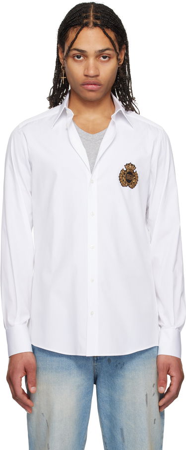 Košeľa Dolce & Gabbana Dolce&Gabbana Heraldic Patch Cotton Shirt Biela | G5ML1ZGI757, 0