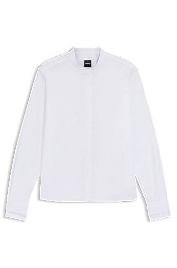 Košeľa BOSS Regular-Fit Cotton Poplin Blouse with Concealed Placket Biela | 50543684