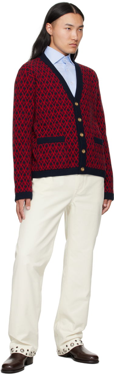 Sveter Valentino Valentino 'Toute La V' Wool Cardigan Červená | 7V3KA04IAR1, 3