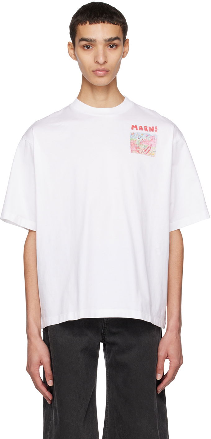 Tričko Marni Printed Cotton Jersey T-Shirt Biela | HUMU0223P5 USCU93, 0