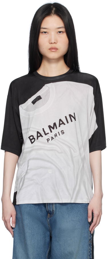Tričko Balmain Loose Fit Optical Illusion Print T-Shirt Čierna | EF1EG110GE37, 0