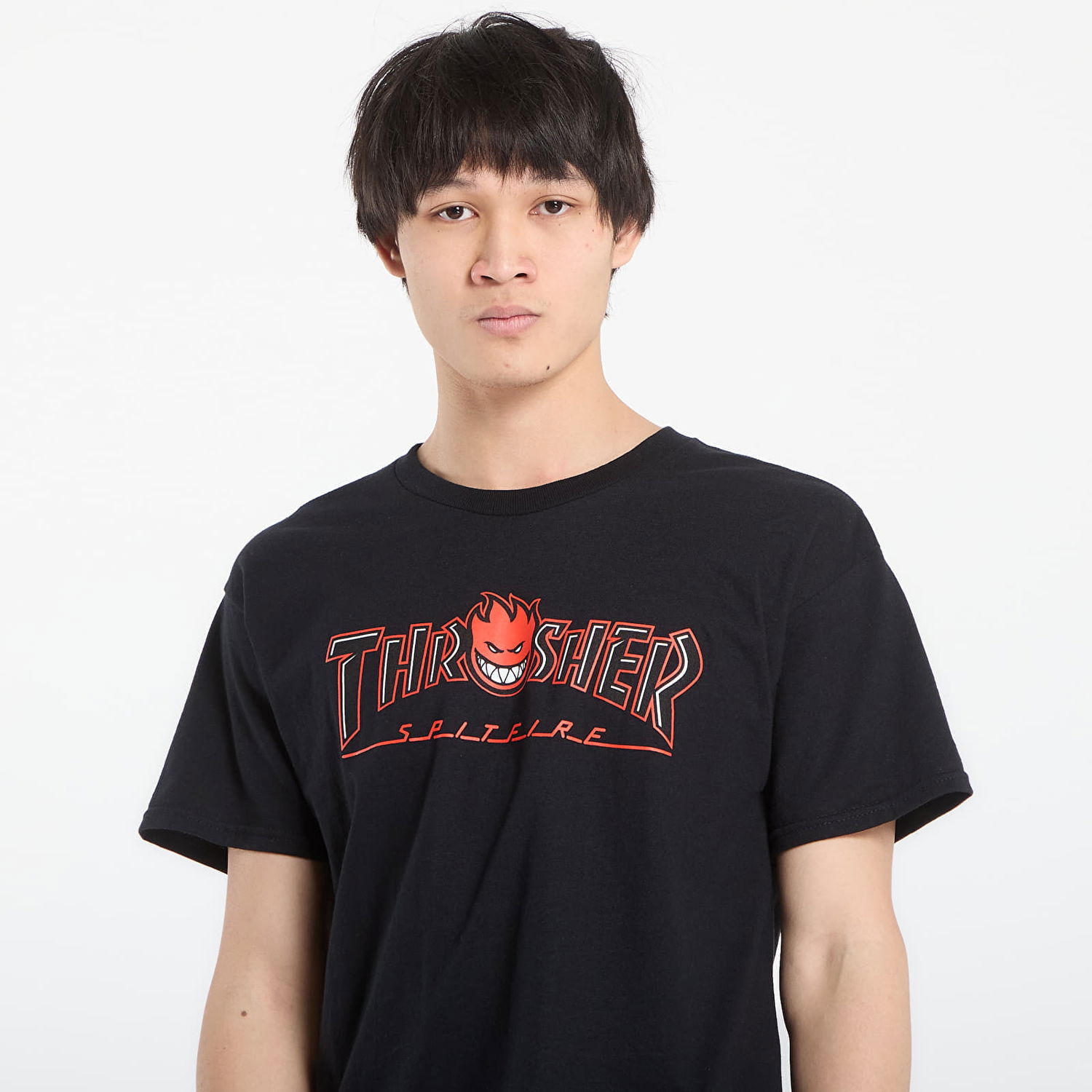 Tričko Thrasher Thrasher x Spitfire Big Head Outline T-Shirt Čierna | 145830, 1