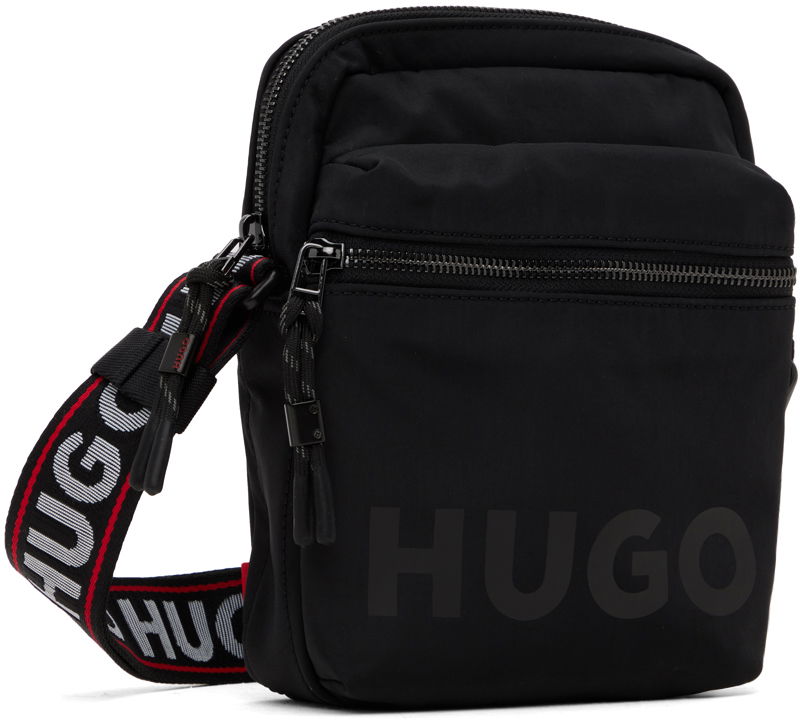 Taška cez rameno BOSS HUGO Logo-Print Reporter Bag Čierna | 50529432, 1