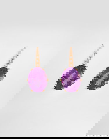 Náušnice Dolce & Gabbana Anna Earrings In 18-carat Red Gold With Amethysts And Diamonds Onesize Fialová | WESB1GWAME18M307, 3