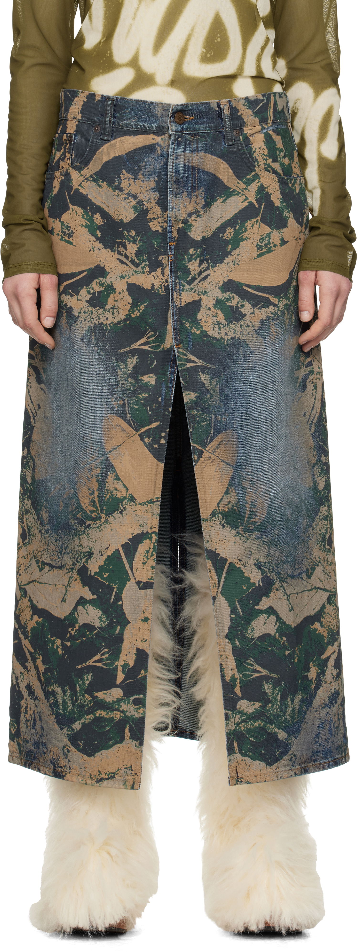 Sukňa Acne Studios Acne Studios Graphic Print Denim Maxi Skirt Modrá | AF0506-, 0