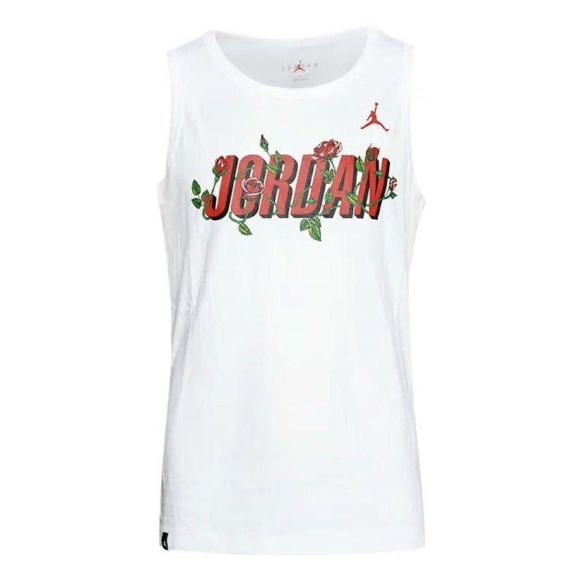 Tielko Jordan Floral Print Graphic Tank Biela | DR1417-100