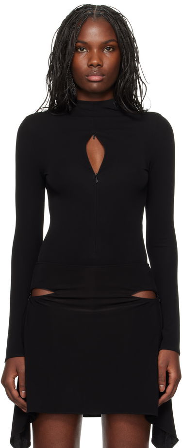 Šaty Courrèges Drop Volcano Jersey Bodysuit Čierna | 324JBD095JS0145, 0