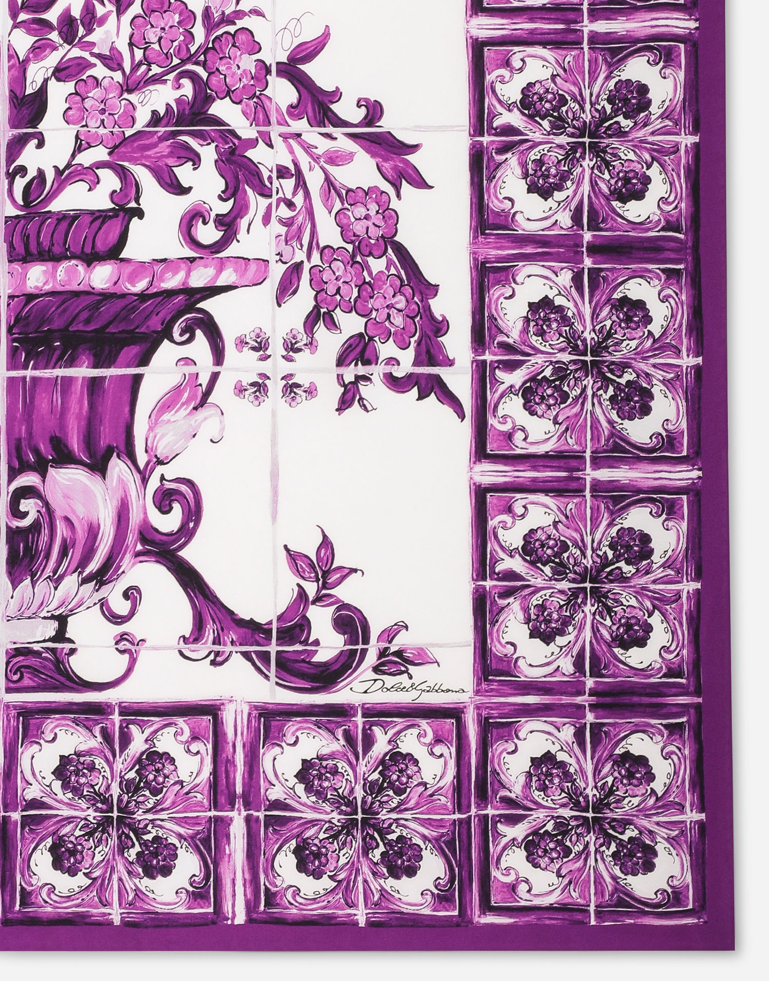 Šál Dolce & Gabbana Dolce & Gabbana Majolica Print Silk Twill Foulard Fialová | FN090RGDAOZHP3OA, 1