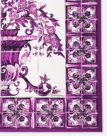 Šál Dolce & Gabbana Dolce & Gabbana Majolica Print Silk Twill Foulard Fialová | FN090RGDAOZHP3OA, 1