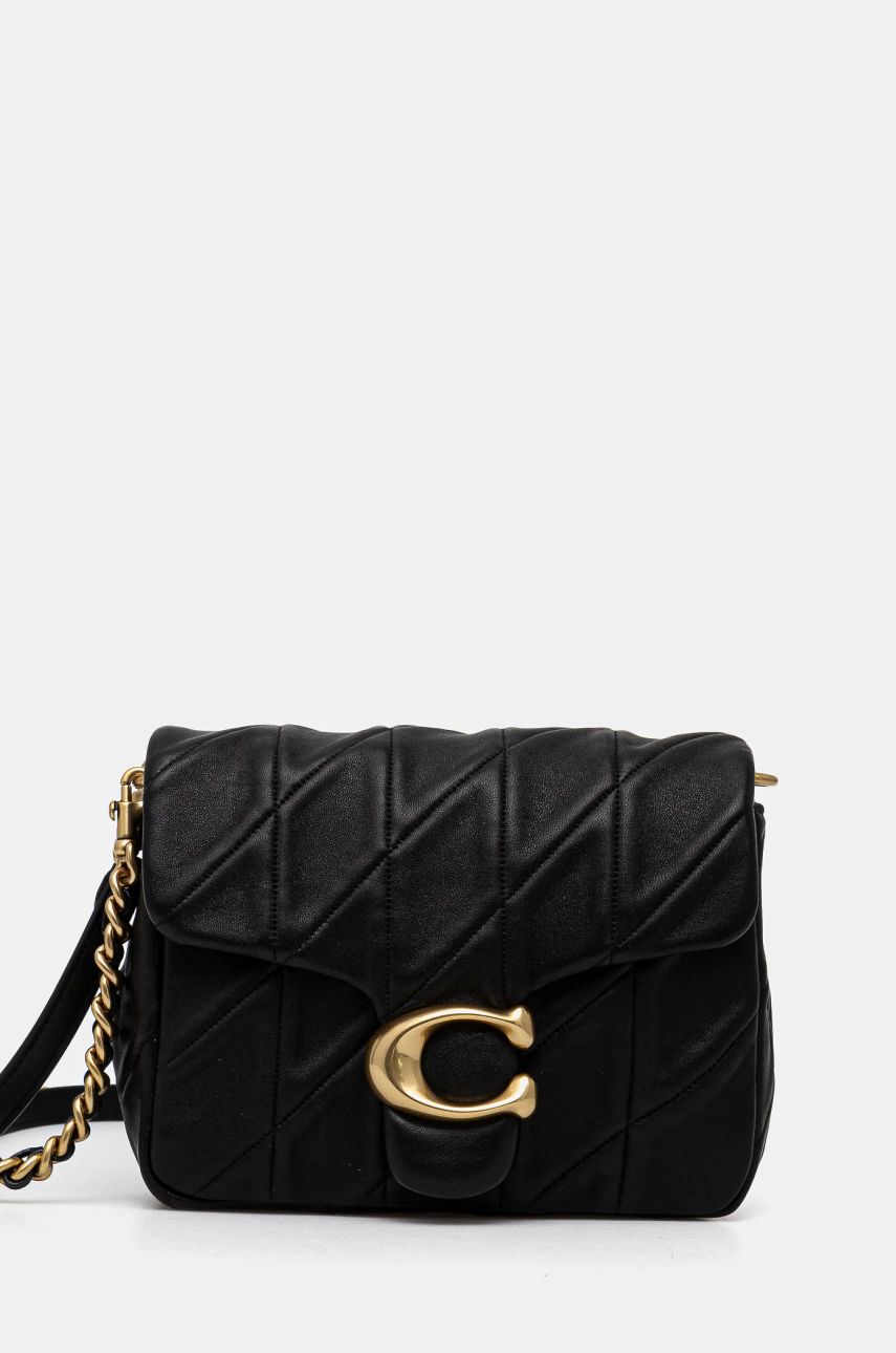 Taška cez rameno Coach Black Leather Shoulder Bag With Chain Čierna | CW629, 0
