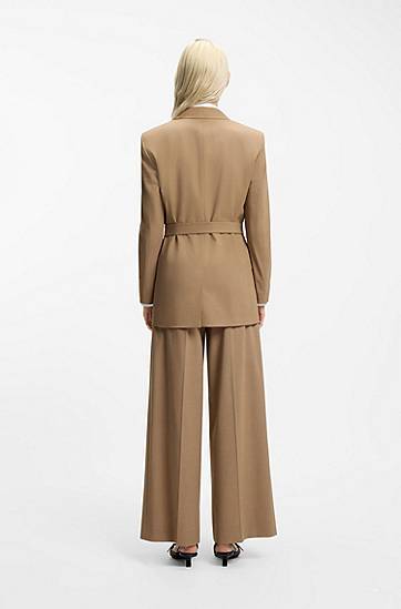 Bunda BOSS Regular-fit belted blazer in stretch melange fabric Béžová | 50554029, 1