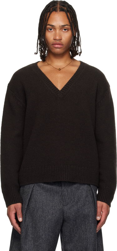Sveter Dries Van Noten V-Neck Merino Wool Sweater Hnedá | 252-021246-2710, 0