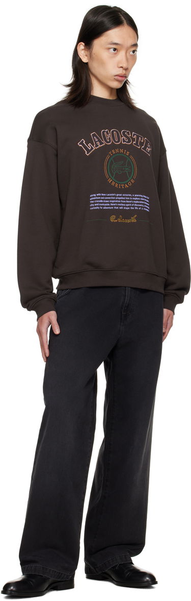 Mikina Lacoste Embroidery Fleece Heritage Sweatshirt Hnedá | SH5888_SKB, 3