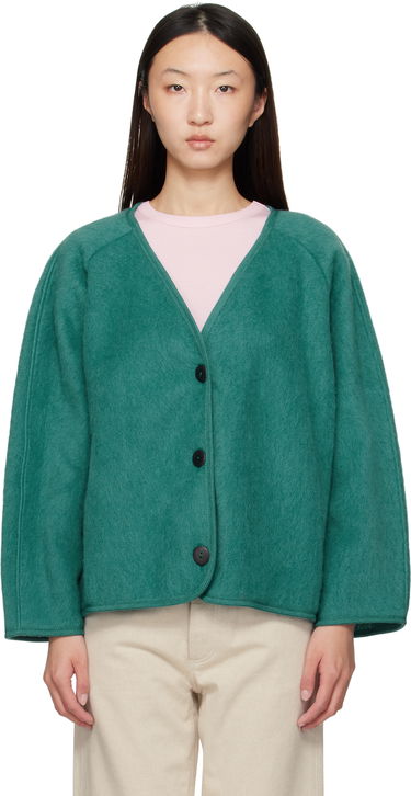 Bunda Baserange Fortu V-Neck Button-Up Cardigan Jacket Zelené | OUFJ-BW-AU25, 0