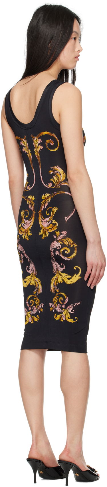 Šaty Versace Versace Jeans Couture Outline Barocco Slip Midi Dress Čierna | E78HAO9P6_EJS473, 2