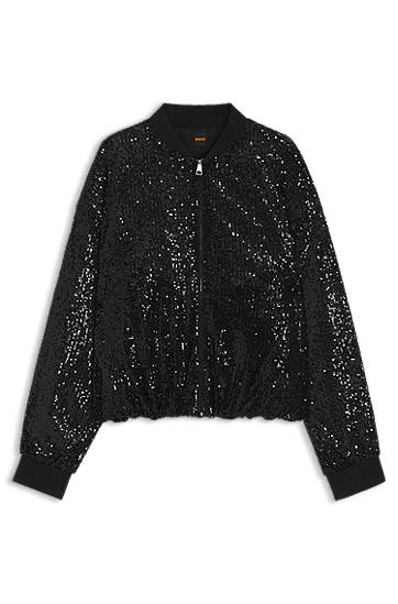 Bomber bunda BOSS Relaxed-fit jacket with sequin embellishments Čierna | 50548336