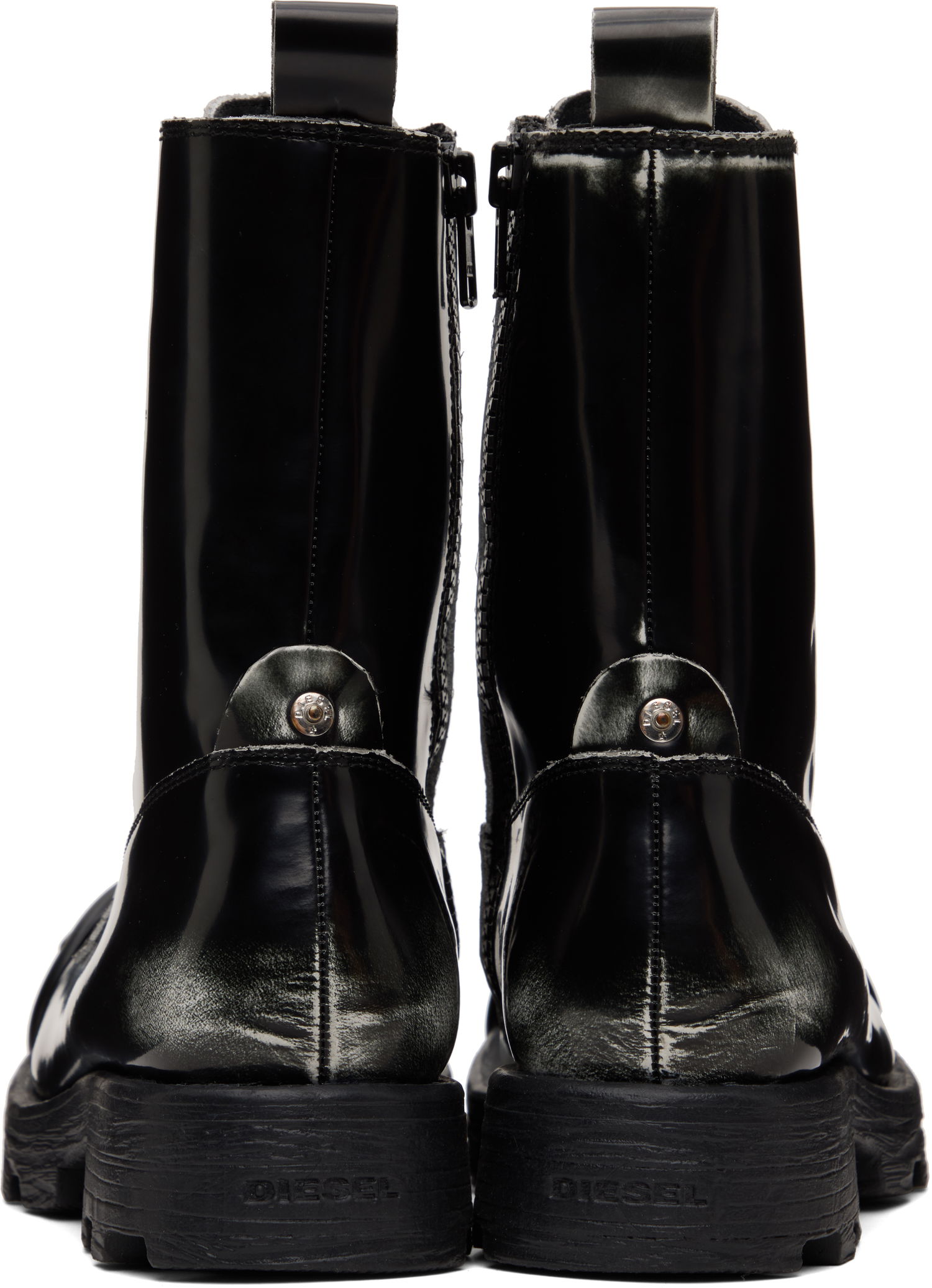 Tenisky a topánky Diesel D-Hammer Bt D Lace-Up High-Top Boots with Shiny Finish and Rubber Toe Čierna | Y03228-P8435-H1532, 1